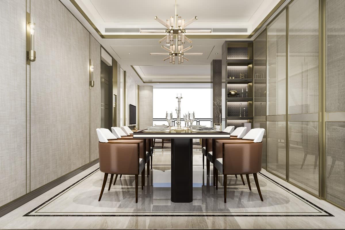 Dining room in glamour style – what can’t it lack?
